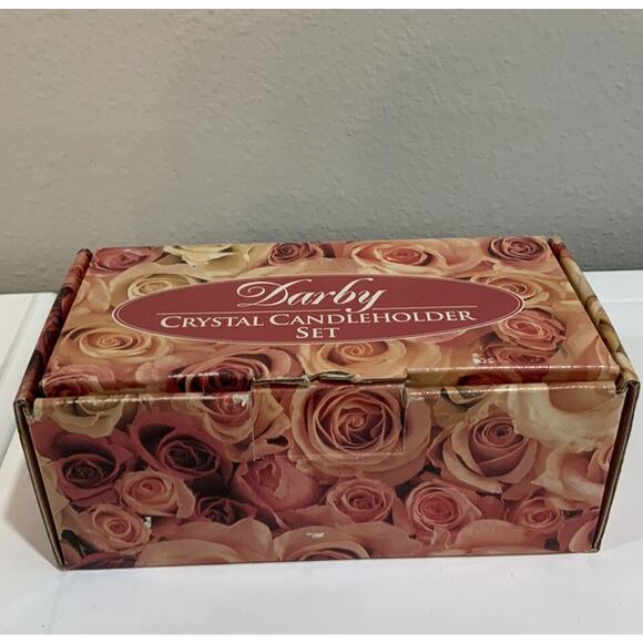 Vtg Darby Clear Crystal Candleholder Candlestick Holder Taper Flower Shaped NOS - Picture 10 of 14